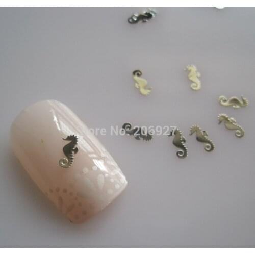 MS313-1 100pcs Sea Series Silver Cute Seahorse Metal Sticker Nail Art Metal Sticker Nail Art Decoration Non-adhesive Sticker