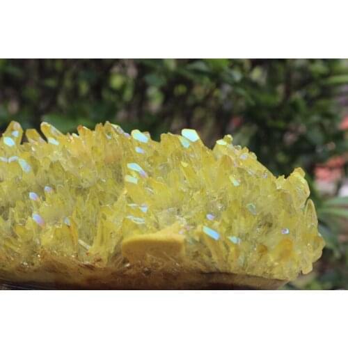 1063 grams of natural quartz crystal yellow angel aura of magic wands AB