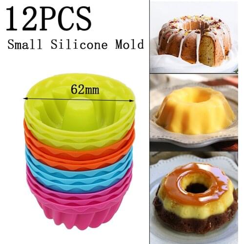 12pcs Small Silicone Mold Cupcake Soap Silicone Cake Mold Muffin Baking Nonstick and Heat Resistant Reusable Silicone Cake Molds