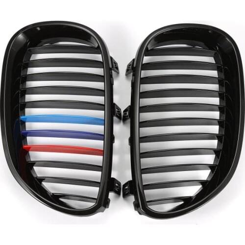 2pcs Glossy Black Front Hood Kidney Grilles Grill for BMW E60 5Series 4door Sedan 03-09 Car exterior Auto stying Dropshipping