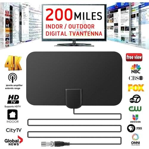 200-mile Indoor Digital Tv Antenna 4k 25db High Gain Hd Tv Digital Tv Box Booster Active Indoor Antenna Hd Graphic Design