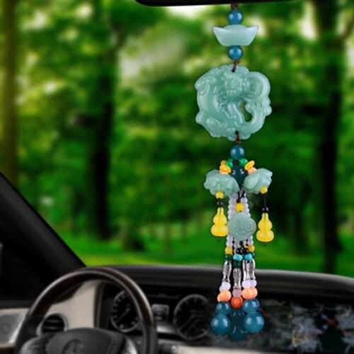 Car Pendant Pixiu Jewelry High-end Rearview Mirror Pendant Entering and exiting safety symbol Ruyi gourd car interior ornaments