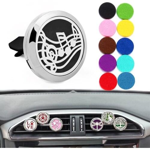 Car Diffuser Locket Vent Clip Perfume Jewelry Musical Note 30mm Stainless Steel Essential Oil Aromatherapy Car Air Freshener