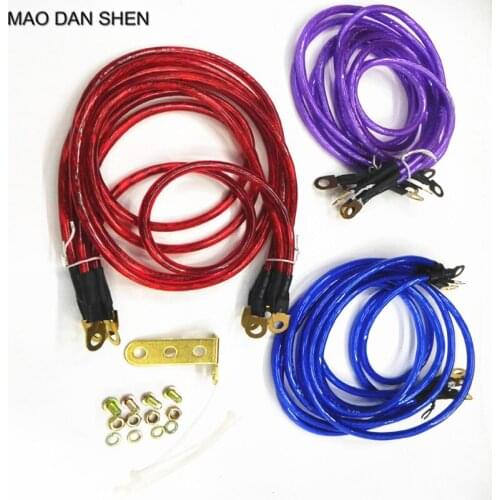 Car modified Universal 5-Point Grounding Wire Earth Cable System Kit High Performance improve power quality Blue/Red/Purple