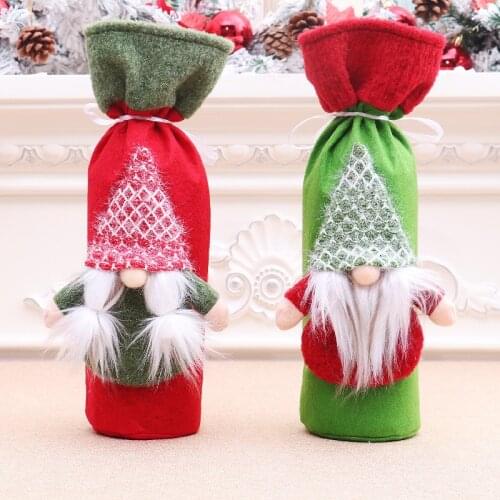 Christmas Wine Bottle Cover Champagne Storage Bag Home Dinner Party Decorations Xmas Tree Flower Stocking Gift Bag New Year