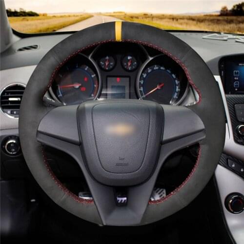 Black Suede Hand Sew Comfortable Soft Steering Wheel Cover for Chevrolet Cruze 2009-2014 Aveo 2011-2014 Orlando 2010-2015