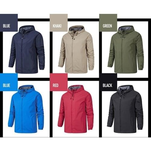 Spring and Autumn Custom Logo Design Mens Jacket Solid Color Zipper Jacket Windproof Waterproof Jacket Unisex Outdoor Jacket