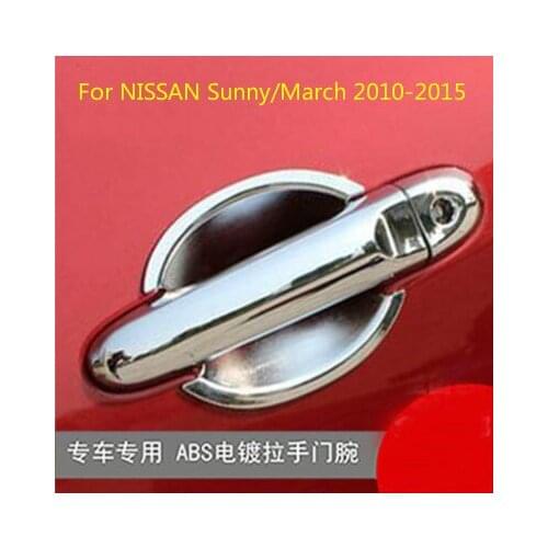 For NISSAN Sunny/March 2010 2011 2012 2013 2014 2015 High-quality ABS Chrome Door Handle Cover Car-covers Car-styling