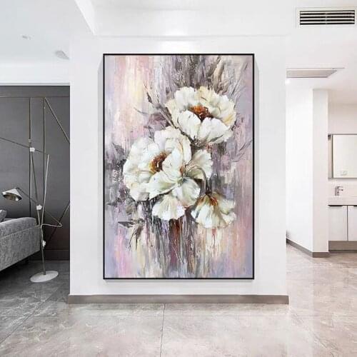 Home Decoration hand painted Scandinavian Flower Oil Painting Canvas painting Wall Art Pictures For Living Room Decoration gift