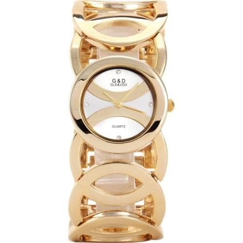 G&D Brand Womens Watches 2017 Gold Luxury Bracelet Watch Ladies Dress Watch Quartz Wristwatches relogio feminino Girls Gifts