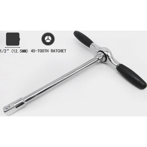 1/2" T Type Socket Wrench Two-way 45-tooth Ratchet Handle Wrenches with Removable Handle Quick Ratchet Spanner Auto Repair Tools