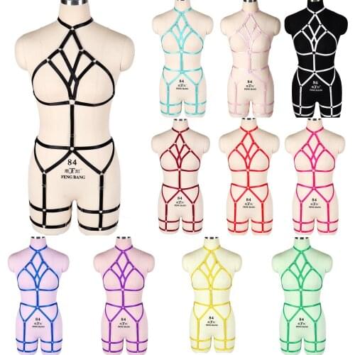 Gothic Clothes Goth Belt Elastic Sexy Lingerie Set Punk Women Dance Party Adjustable Harness Bra Cage Stocking Suspenders Belts