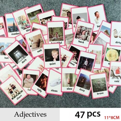 Adjectives and Verbs Series English Word Pocket Flash Card Children Learning Card Early Educational Toys