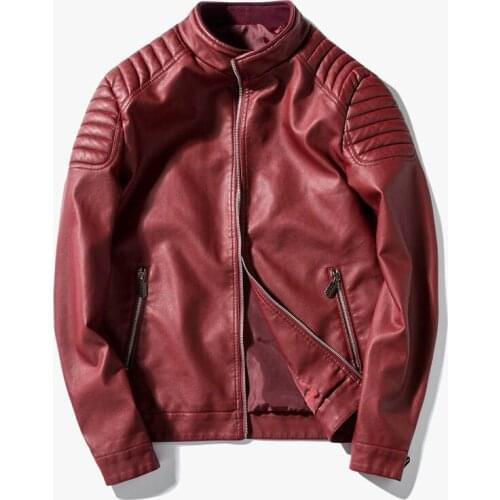 Mcikkny Fashion Mens Pu Leather Jackets Motorcycle Slim Fit Outwear Coats For Male Top Clothing Size M-4XL