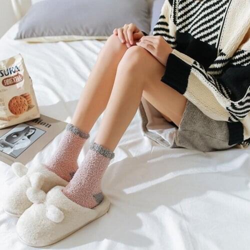 Lovely Plush Keep Warm Sleep Ladies Funny Cute Socks Winter Thicken Coral Fleece Snow Socks Floor Socks for Women