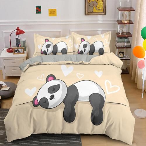 Cartoon Panda Bedding Set Cute Bedspread Set Duvet Cover Pillowcase Single Twin/Queen/King Size Comforter Set Home decor Textile