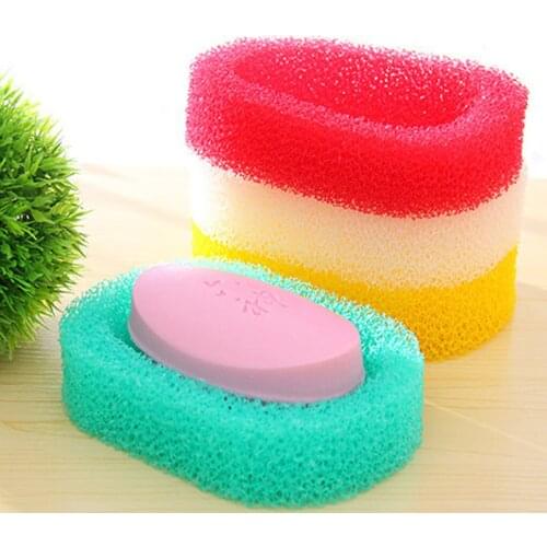Newest candy colro Sponge Soap Dish Plate Bathroom Kit Convenient type Soap Holder pad Multi color soap box Sink accessories