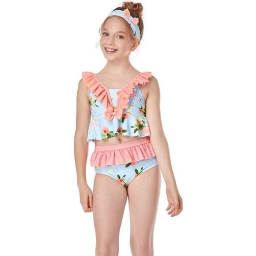 2021 New Summer Baby Girl Ruffles Swimwear Swimsuit Backless Romper Jumpsuit Vogue Summer Childrens Swimsuit