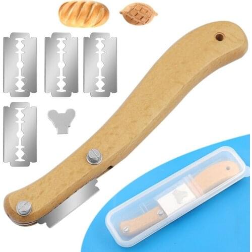 Bread trimming knife, bisecting knife, wooden handle, bread cutting knife, curved European style baguette bread cutting knife
