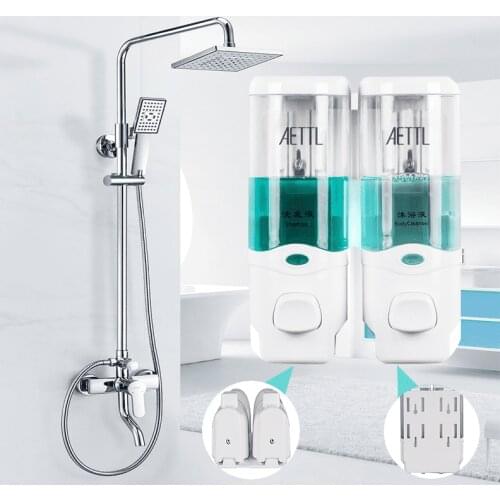 Single/Double/600ML Liquid Soap Dispenser Wall Mounted Body Wash Shampoo Container Bathroom Accessories Installation Fast