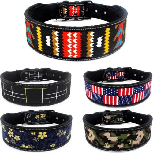 Dog Collar Reflective Nylon Adjustable Pet Collars For Medium Large Dogs Pitbull German Shepherd S M L