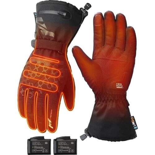 KEMIMOTO Electric Heated Gloves Ski Gloves Thick warm Rechargeable Battery Waterproof Outdoor Winter Sports Motorcycling Riding