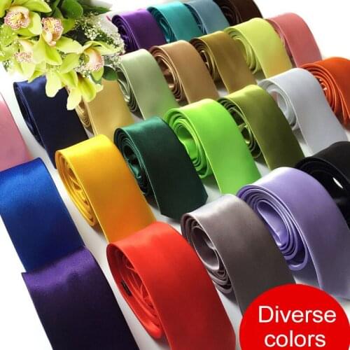 Q Fashion Wedding Party Tiewear Casual Narrow Cravat Candy Colors Men Ties Solid Color Necktie Men Slim Tie Apparel Accessories