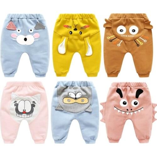 New Born PP Pants Animal Print Baby Boys Girls Cartoon Pants Spring High Waist Guard Belly Trousers Infant Baby Autumn Bottoms