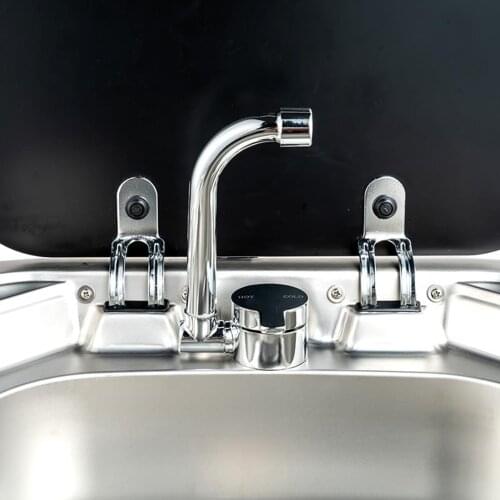 Foldable Faucet for Motorhome 360 Degree Rotation Kitchen Faucet Sink Single-Handle Water Taps with Cold & Hot Water Inlet Hose