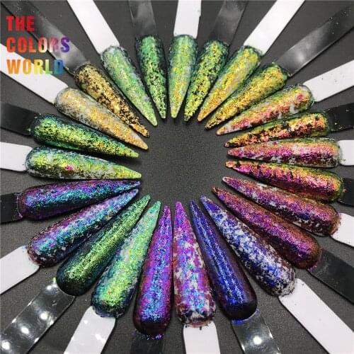 TCT-553 Unicorn Chameleon Flakes Magic Flakes Multi Chrome Nail Powder Rainbow Flakes Nails Glitter Aurola Foil Glitter Mermaid
