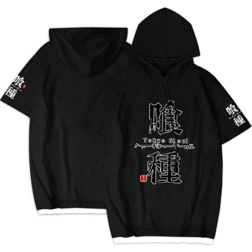 Anime Tokyo Ghoul short sleeve Hoodie Kaneki ken hoody Coat streetwear hoodies and sweatshirts