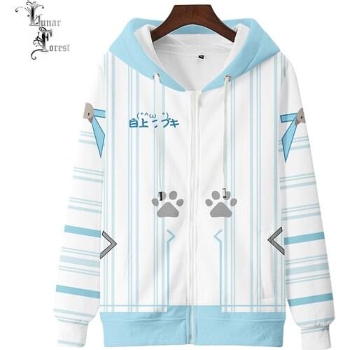 VTuber Shirakami Fubuki 3D Printing Men/Women Autumn Fashion Zipper Hoodies Sweatshirt Long Sleeves Pollover Plus Size