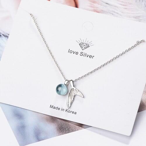 925 Sterling Silver Mermaid Tail Charm Necklace For Women Crystal choker collares Wedding Party Jewelry dz280