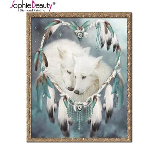 2018 Limited Sophie Beauty Full Diamond Painting Cross Stitch Handmade Magic Mirror World Wolf Couple Unfinished Handicraft Kit