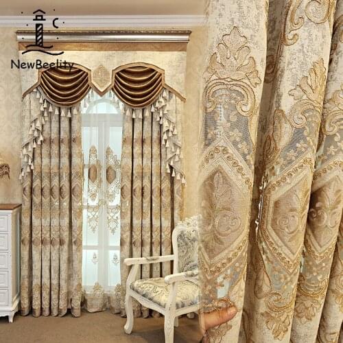 2021 High-level European Style Curtains for Living Dining Room Bedroom Luxury Atmospheric Embroidered Shading Customization