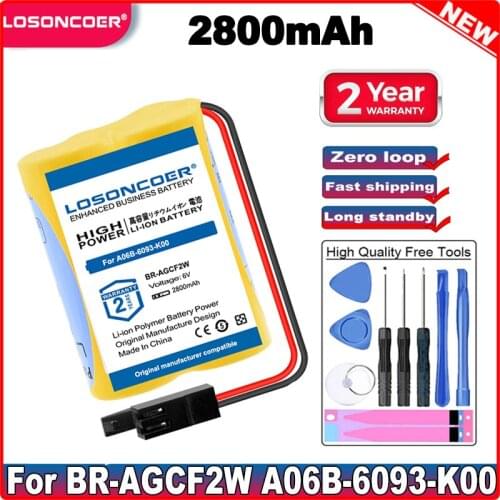 2800mAh Battery BR-AGCF2W BR AGCF2W Lithium 6V PLC Batteries with Black Plug Fanuc