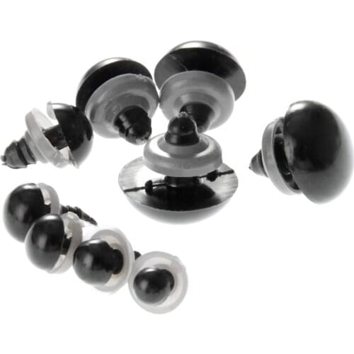 60 Sets 6-20mm Black Plastic Safety Eyes & Washers for Stuffed Toy Snap Teddy Bear Puppets Doll Plush Animals Craft Sewing DIY