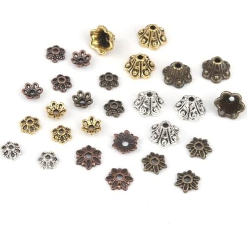 8Seasons Zinc Based Alloy Beads Caps Flower DIY Making Earrings Bracelets Jewelry Gifts Findings (Fits 8mm-12mm Beads),55-500PCs
