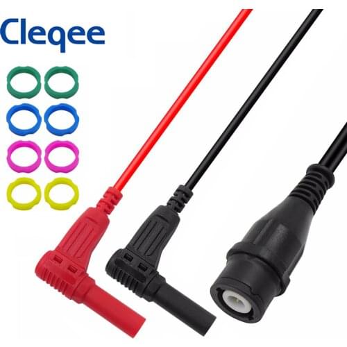 Cleqee P1207 BNC male plug to 4mm Right angle Banana Plugs Coaxial Cable Oscilloscope Test Lead 120CM