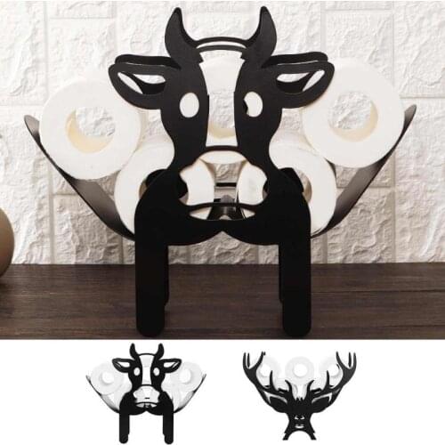 Animals Decor Iron Toilet Roll Paper Holder Home Cat Cows Crafts Tissue Holder Bathroom Paper Storage Rack Ornaments Accessory