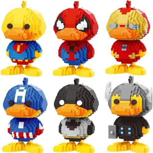 New Avengers Iron Man Duck a variety of cartoon model small building blocks puzzle set educational toy gift for children