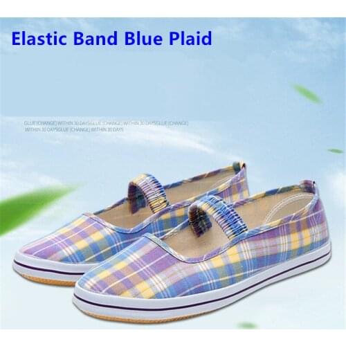 Womens Summer Spring Light Loafers Plaid Shoe Fashion Canvas Oxford shoes Slip on Comfortable Nurse Flat Shoe