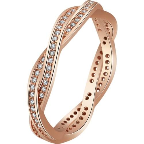 Hainon Cross Rose Gold Color Rings for Women AAA Cubic Zircon Wedding Engagement Rings Female bague femme Jewelry
