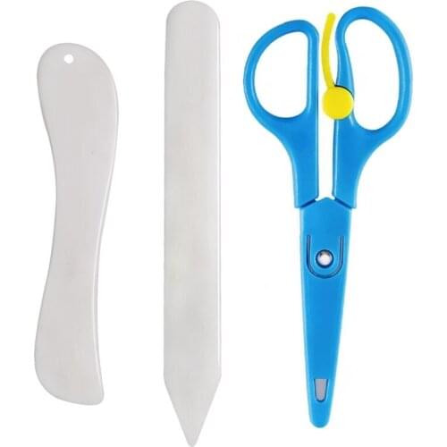 Imzay 3PCS Bone Folder, Origami Paper Creaser Scoring Tool And Paper Crafting Supplies With Scrapbooking Scissors