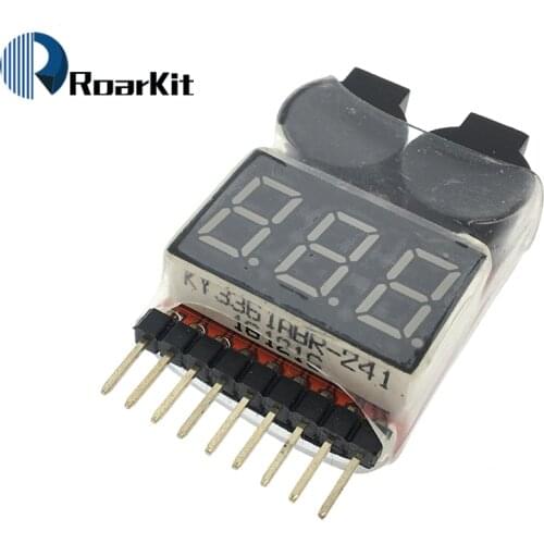New 1-8S Lipo Li-ion Fe Battery Voltage 2IN1 Indicator Tester Low Voltage Buzzer Alarm For RC Car Boat LED 3.7-30V Dual Speaker