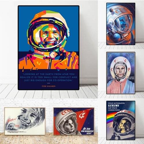 Space Heroes Yuri Gagarin Canvas Paintings Vintage Posters Bedroom Living Room Decor Wall Art Decor Picture for Home Decor