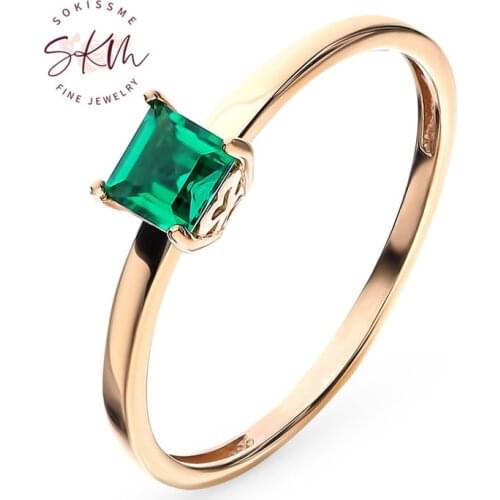 SKM emerald rings flower rings for women 14k rose gold flower vintage Engagement rings designer Promise Luxury Fine Jewelry