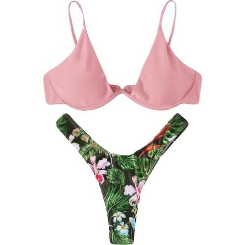 Bikini Set Swimwear Swimsuit Women Leaves Print Bikinis 2020 Mujer Bikini Push Up Brazilian Bikini Bathing Suit Women