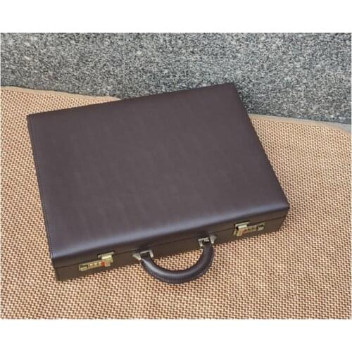 Leather Briefcase Office Document Laptop Bags for Men Tote File Folder Notebook Brief Case