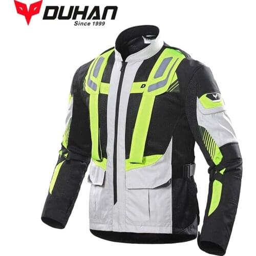 Mid-length Summer Motorcycle Jacket mens mesh DUHAN Motocross racing Wearproof 600D Coat CE Protector Removable Reflective vest